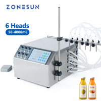 ZONESUN 6 Head Semi-Automatic Fruit Juice Mineral Water Bottling Fluid Liquid Dosing Dispenser Filling Machine System