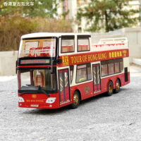Diecast 1:42 Scale Double-decker Bus Hong Kong Station Wagon Alloy Car Model Static Ornament Collectibles Gifts Toy