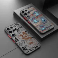 TPU Matte Phone Case for Samsung Galaxy S24 S23 S22 S21 S20 FE Ultra S10 plus Note 20Ultra Disney Mickey Mouse Stitch Pooh Cover