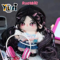 Yuri Lolita Black Blue Soft Silk Wig Girl Plush 20cm Doll Body Toy Party Skirt Game Cosplay Anime Bag Accessories Cute C Rua