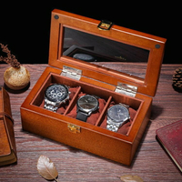 手錶收藏盒 三格手錶盒木質玻璃天窗錶盒子裝手串錬展示箱收藏收納首飾盒
