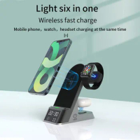 6 in 1 15W Fast Charging Wireless Charger for Apple Watch for Airpods for Iphone 11 12 13 Pro Max Multifunctional Charging Stand