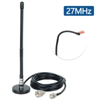 CB Antenna 27MHz Soft Whip Magnetic Base with BNC&amp;PL259 Male Connector for Cobra Midland Uniden Maxon President Car Mobile Radio