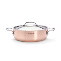 【de Buyer 畢耶】Prima Matera銅鍋系列 不鏽鋼柄雙耳主廚鍋28cm/銅鍋-IH爐可用鍋(附鍋蓋)