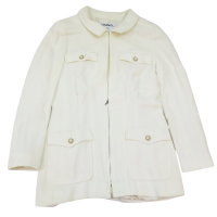 CHANEL 香奈兒【再降價】白色棉質 拉鍊外套 #40 【二手名牌BRAND OFF】