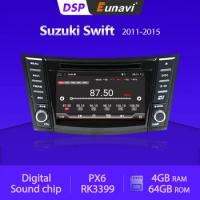 Eunavi PX6 4G 64G 2 Din Android 10 Car Radio For Suzuki Swift 2011-2015 2Din DVD Stereo Multimedia Video Player GPS Navigation