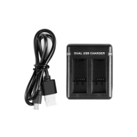 For Gopro Hero11 Black / HERO9 Black / HERO10 USB Dual Port Slot Double Battery Charger Black Action Camera Replacement