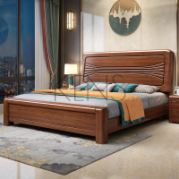 主臥床 實木床 現代中式胡桃木實木床1.8米雙人床1.5米單人床酒店公寓出租房家具