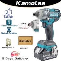 Kamolee Electric Wrench DTW285 Brushless Cordless 520 N.m Suitable For 18V Makita Battery (Optional Battery)