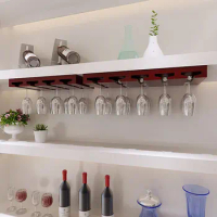 Solid Wood Wine Glass Rack Hanging Goblet Shelf Wall Hanging Red Wine Holders Wine Cabinet Top Upside Down Cup Rack Dual Use