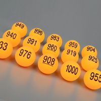 1-1000桔黃號碼數字球乒乓球材質開獎幸運選搖號無縫球4厘米