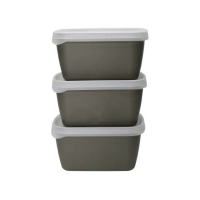 【Natural Elements】可微波保鮮盒3入 綠棕900ml(收納盒 環保餐盒 便當盒 野餐)
