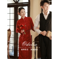 2024新款《花間意》紅色新中式旗袍新娘結婚敬酒服禮服回門