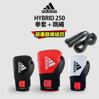 【adidas 愛迪達】adidas Hybrid250 雙固定系統拳擊手套超值組合(拳擊手套+跳繩)