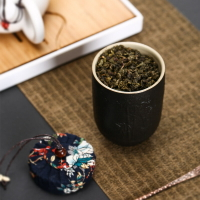 復古黑陶瓷小茶葉罐密封罐粗陶罐儲物罐普洱綠茶紅茶廠家直銷