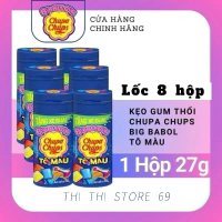 Lốc 8 hủ Kẹo cao su thổi Bubble Gum Chupa Chups tô màu hũ 27g ngậm
