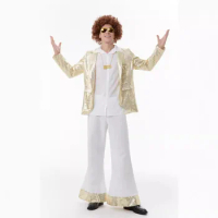 Music Festival Cosplay Adult Party Disco Retro 70's Hip Hop Male Costume