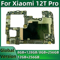 Unlocked Motherboard for Xiaomi 12T Pro 5G, 22081212G, Mainboard, MB 128GB, 256GB, Logic Board with Global MIUI 14 System