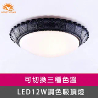 【Honey Comb】LED 12W三色溫調光吸頂燈(GM-9624-1BK)
