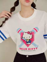 OBSTYLE KITTY 運動會．純棉棒球印花短TEE《IK0030》