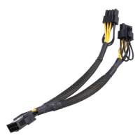 20cm GPU PCIE 8 Pin Female To Dual 2X 8 (6+2) Pin Male PCI Express Power Adapter Braided Y-splitter Extension Cable HOT