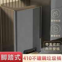 现货 21L不鏽鋼垃圾桶 家用腳踏式垃圾桶 廚房客廳衛生間廁所腳踩帶蓋大容量長筒型垃圾桶
