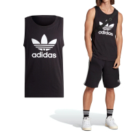 【adidas 愛迪達】Trefoil Tank 男款 黑色 亞洲版 運動 休閒 經典 三葉草 棉質 舒適 背心 IA4811