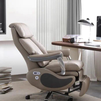 Luxurious Leather Office Chair Electric Massage Bedroom Lounge Gaming Chair Boss Work Silla De Escritorio Office Furniture LVOC