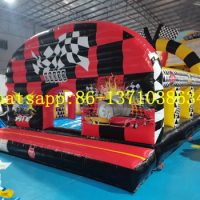 Commercial rental large inflatable racing castle trampoline slide combination