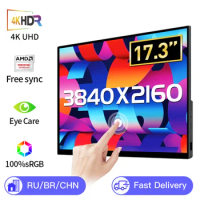 17.3 inch 4K Touchscreen Portable Monitor for Laptop Xbox Switch 3840X2160 Metal With Type-c USB HDMI-Compatible Gaming Display