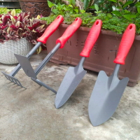 園藝工具橡膠鐵制品鏟子耙子鍬兩用鋤頭噴漆陽臺花盆種植種花挖土