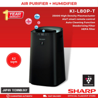 Sharp KI-L80P-T เครื่องฟอกอากาศ62ตร. ม. พร้อมฟังก์ชั่นเพิ่มความชื้น