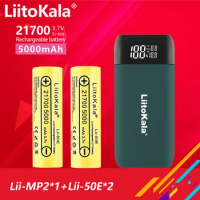 LiitoKala Lii-MP2 18650 21700 Charger&amp;Power Bank QC3.0 Input/Output Digital Display.+ 2PCS 21700 Rechargeable Battery