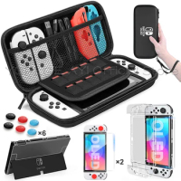 10 in 1 Nintend Switch OLED Accessories Storage Bag Dockable Protective Case 2 Screen Protector 6 Cover for Nintendo Switch OLED