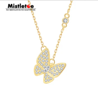 Mistletoe 925 Sterling Silver Butterfly Necklace Jewelry Gold Plated
