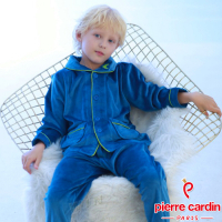 皮爾卡登 男兒童水晶絨開襟長袖衛生衣褲組(KD290016深藍色)