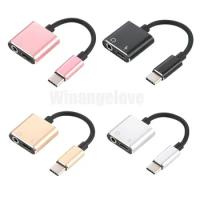 10pcs Universal USB C Fast Audio Convertor Headphone Jack Type-C To 3.5mm Adapter 2 In 1 Charging Cable for LG G5 G6 V20