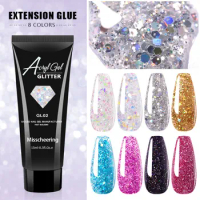 8pcs Extensions UV Gel Nails UV Diamond Pink Sliver Sequins Gel For Finger Nail Building Glitter Extensions Nail Gel Polish