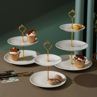 多層歐式創意甜品臺擺件糖果托盤三層水果盤家用客廳蛋糕點心架子