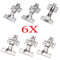 6 Pieces Cabinet Hinges Cupboard Door Hinge with / without Buffer Soft Close Kitchen Furniture Full/Half/Embed Types 90 Degree