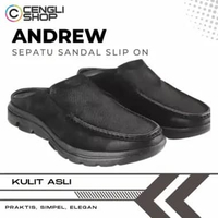 ANDREW SEPATU SANDAL PRIA TERBARU ORIGINAL CASUAL KULIT HITAM ANMB7 EU ​- 43