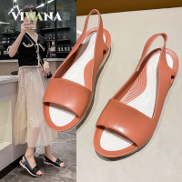 Xfviwana summer sandals for women flat heels jelly shoes ladies 2021 hot sale soft sole beach sandals black clogs women Korean style casual women shoes plus size 41l424