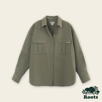 Roots女裝-都會探索系列 環保材質彈性襯衫-橄欖綠