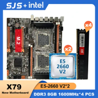 SJS X79 128GB Motherboard Dual CPU Intel LGA 2011 Set Kit Intel Xeon E5-2660 V2*2 CPU*2 + DDR3 32GB(4pcs*8g) 1600Mhz RAM Memory