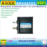 4pcs [V001] 3.8V 260mAh 332727 Polymer Li-Ion Battery for TomTom GPS WATCH Spark 3 Cardio 2＋Music 1S1P-PP332727AE PP332727