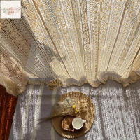 美式波西米亞棉線鉤織蕾絲窗簾客廳陽臺陽光房藝文森系民族風窗紗