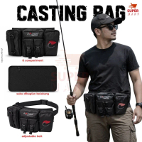 Supermartsby Waist Bag Bozaga Tas Pinggang Casting Pria 6 Slot Kompartemen Outdoor Mancing