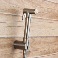 Brushed brass handheld bidet spray shattaf Health Cleaning sprayer Toilet Bidet Faucet Shower Spray Set with Hose &amp; holder