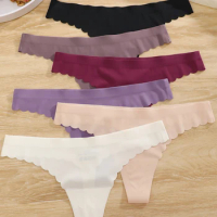 5PCS/Set Women Seamless Thong Sexy Low Rise Thongs Solid Color G-String Underwear Female Breathable Lingerie Ultra-Thin Panties