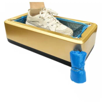 Shoe Cover Dispenser, Shoe Cover Machine with 200 Pieces Shoe Cover, Automatic Foot Shoe Cover Machine for Indoor,Gold